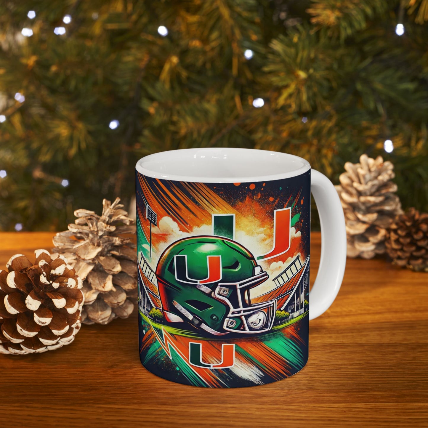 Miami Ceramic Mug - 11oz, Football Fan Gift, College Sports Merch, Game Day Coffee Cup, Unique Drinkware