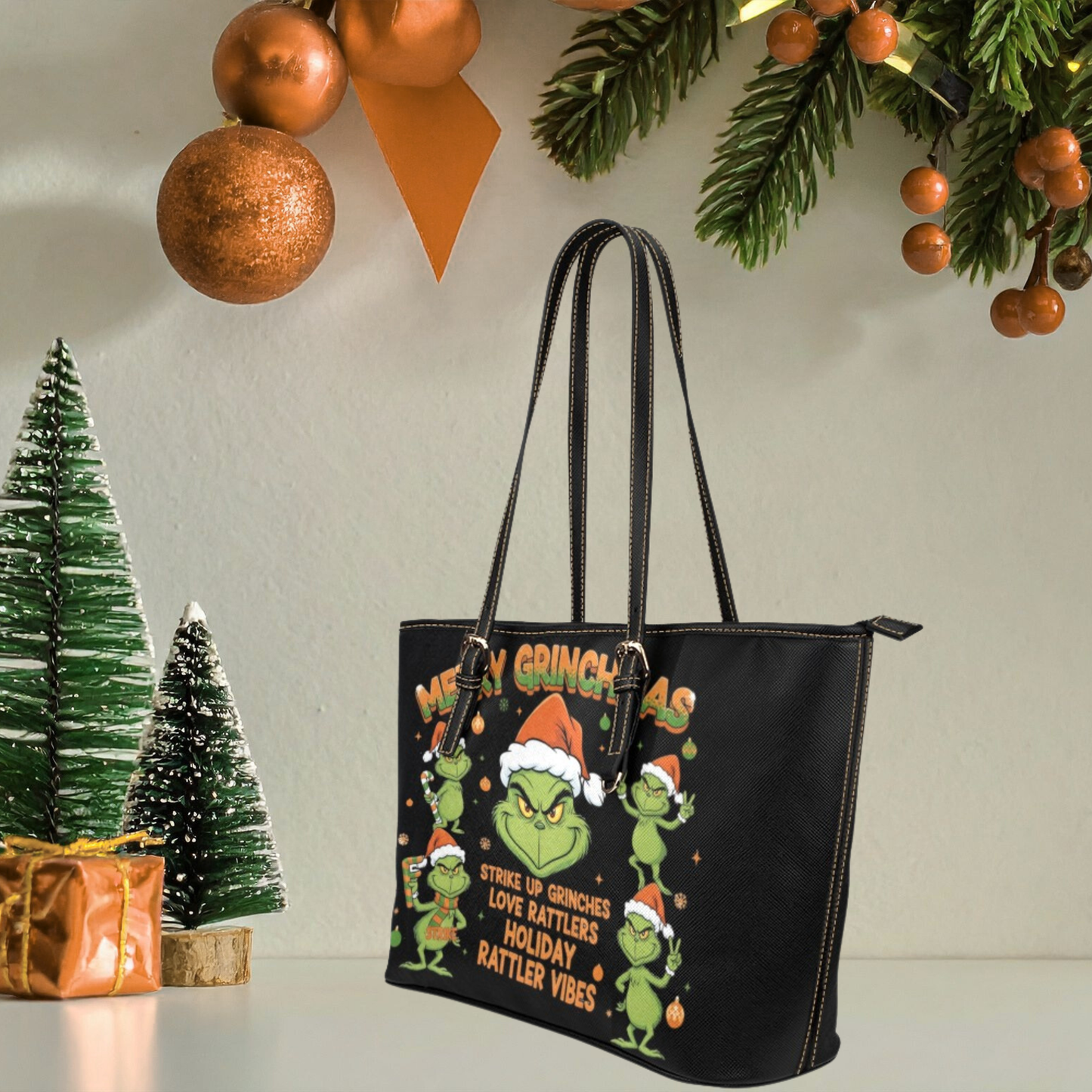 Merry Grinchmas Holiday Purse | Strike Up Grinches Tote Bag | Green Christmas Handbag | Holiday Cheer Gift for Her | Festive Grinch Vibes Bag