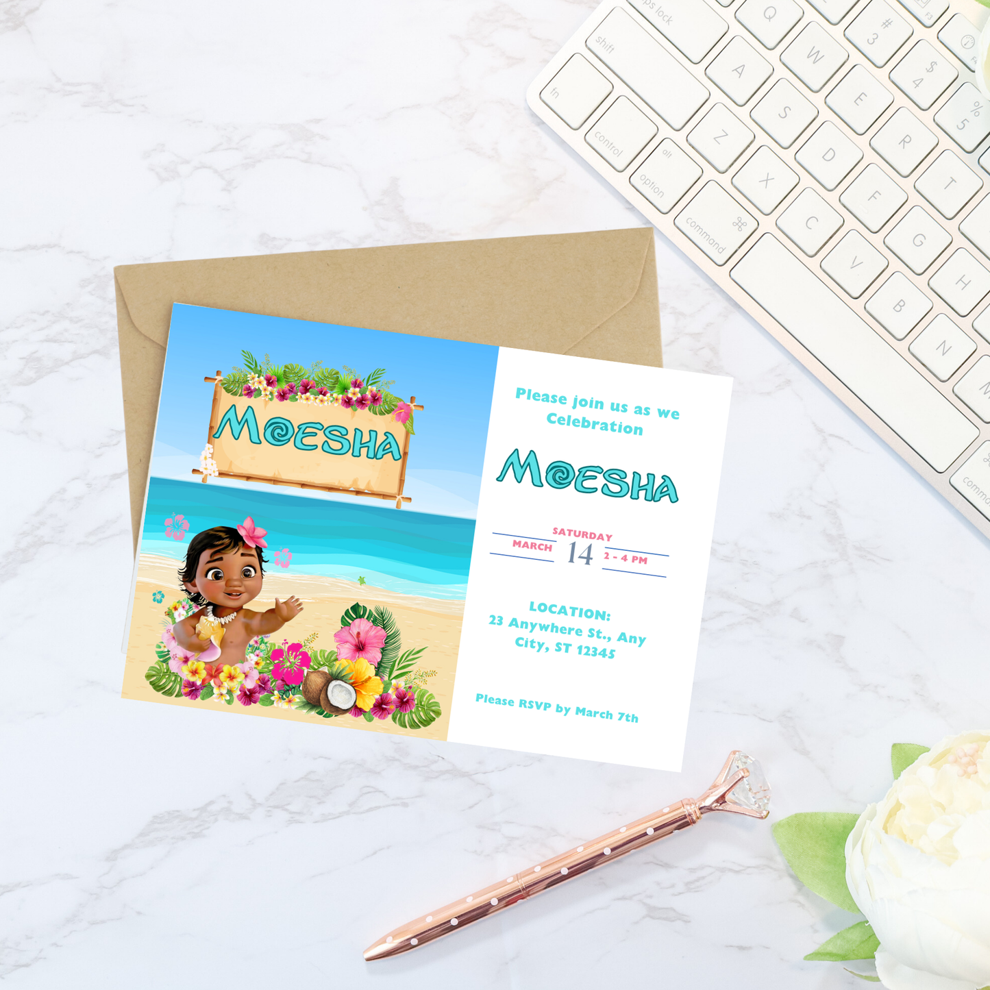 Tropical Island Birthday Invitation | Editable Digital Party Template | Beach & Luau Kids Invite