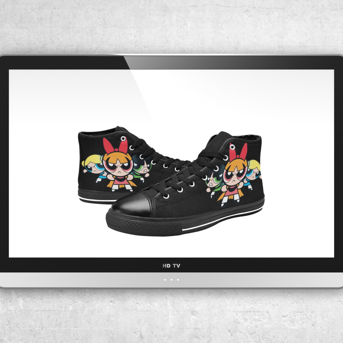 Kids - Sugar, Spice & Everything Nice High-Top Sneakers – Retro Girl Squad Canvas Shoes | Bold Color Pop Art Kicks for Kids | Holiday Gift Edition