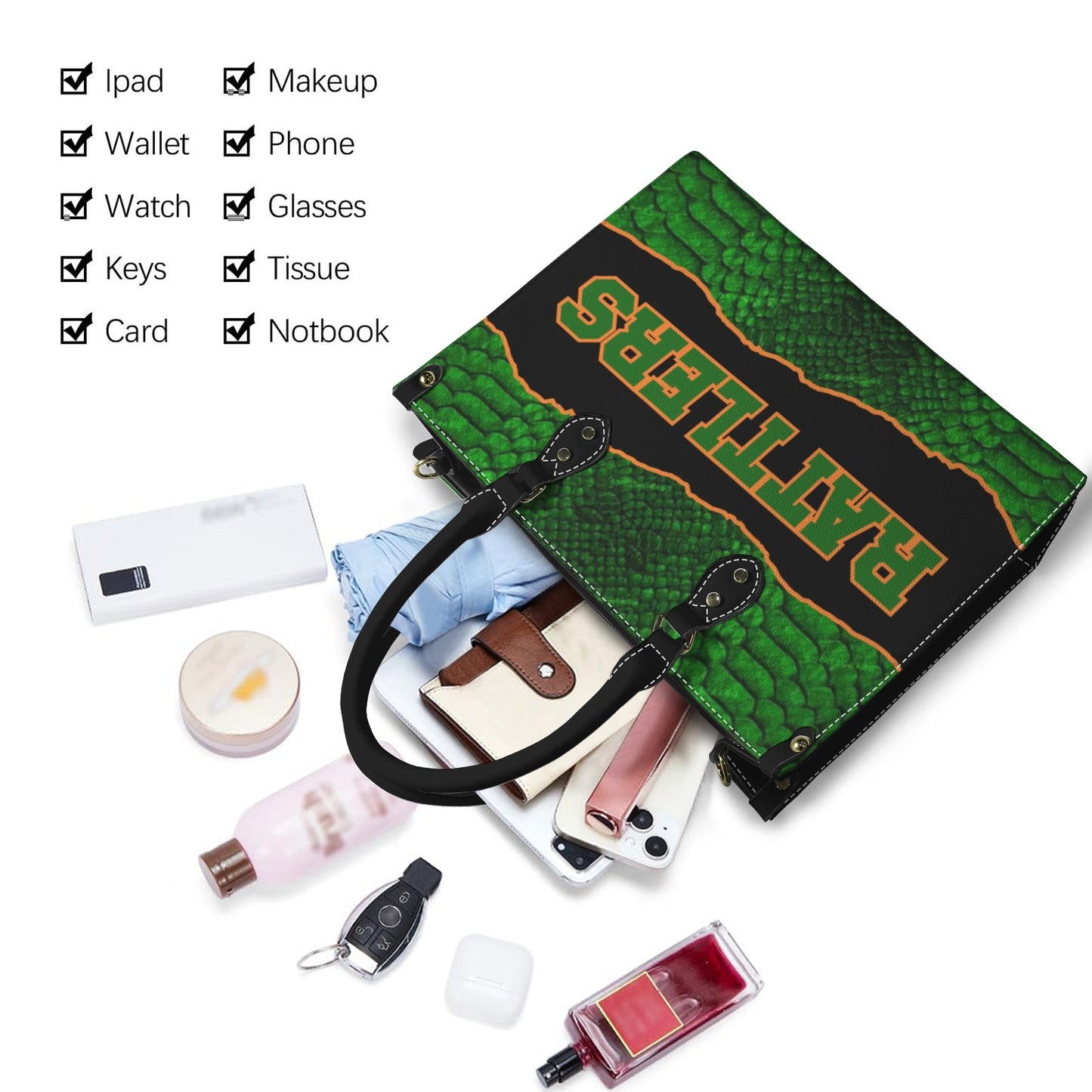 Game Day Spirit Tote Bag | Bold Green & Orange Statement Handbag | Sports Fan Accessory for Everyday Style