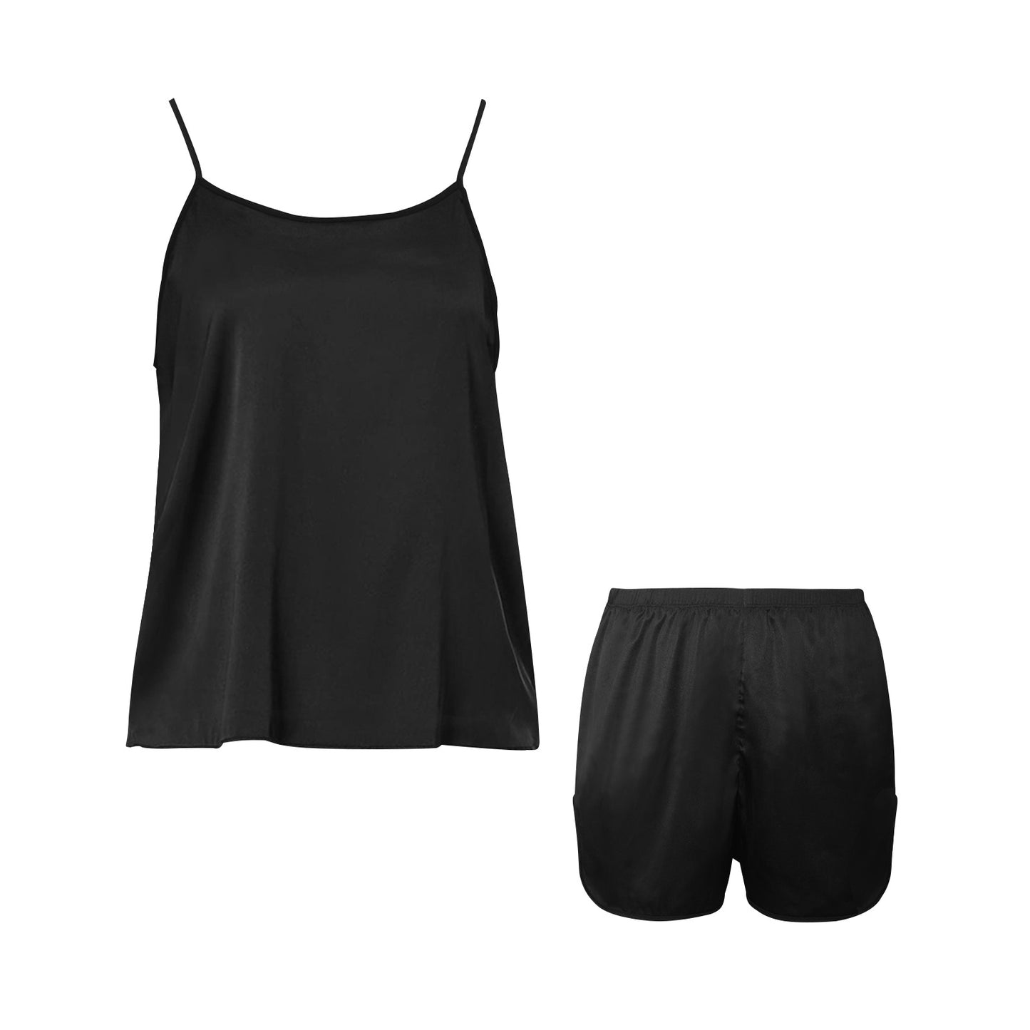 Black Women's Spaghetti Strap Short Pajama Set