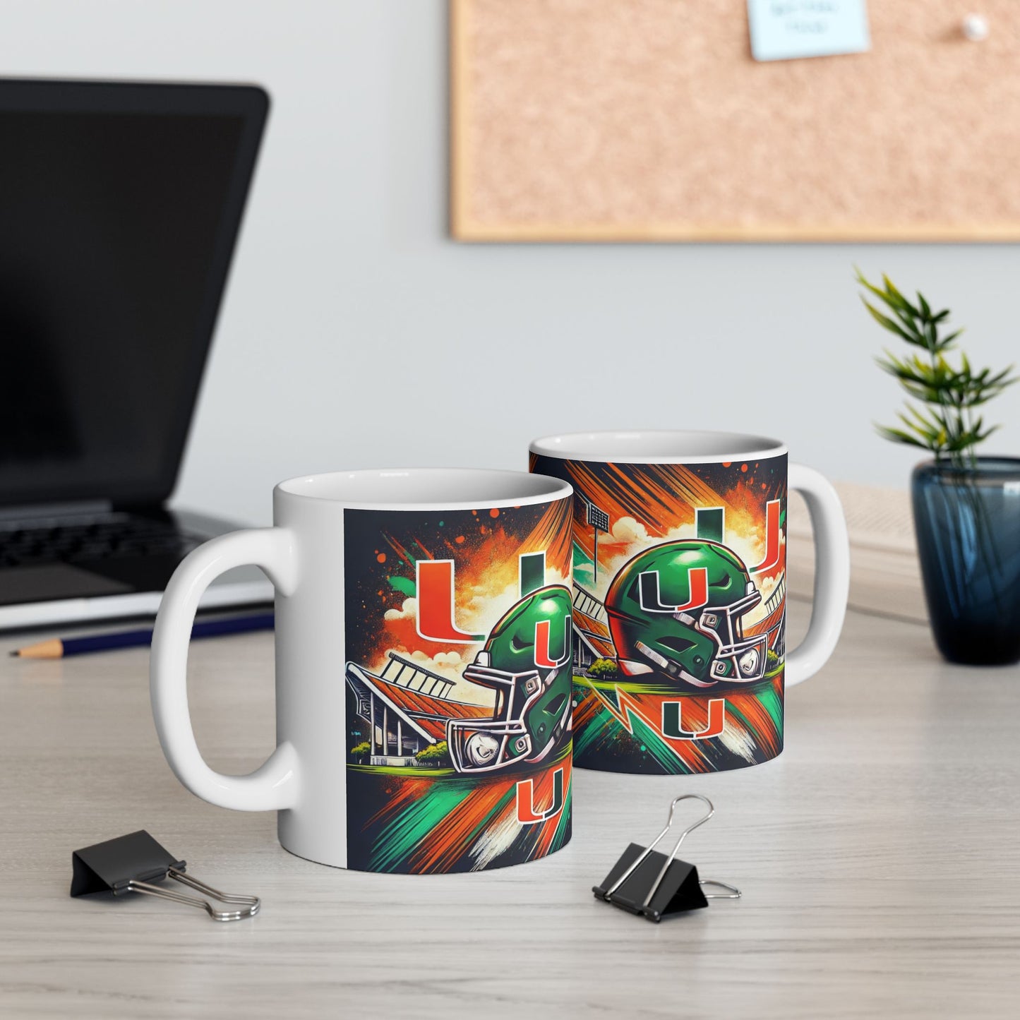 Miami Ceramic Mug - 11oz, Football Fan Gift, College Sports Merch, Game Day Coffee Cup, Unique Drinkware