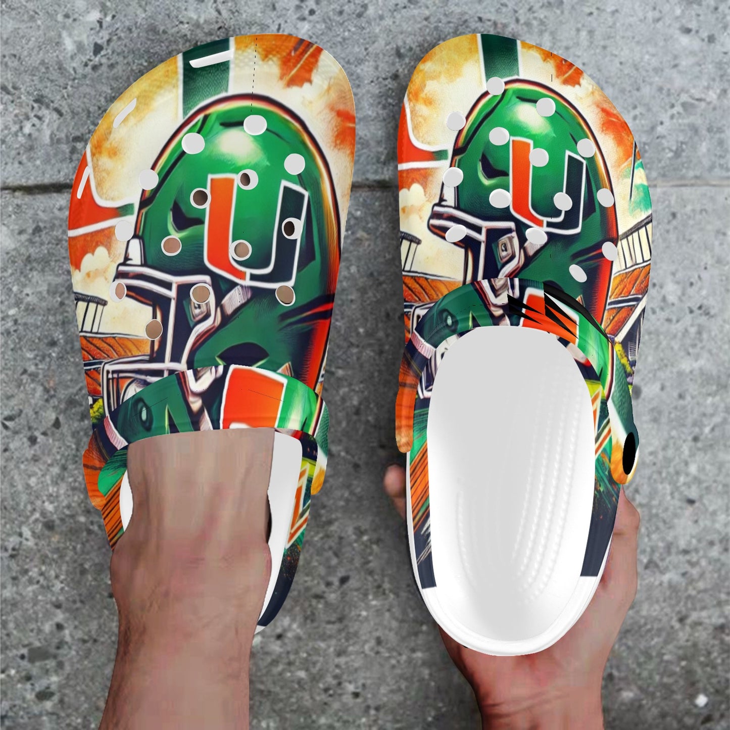 University of Miami Custom Print Foam Clogs for Adults