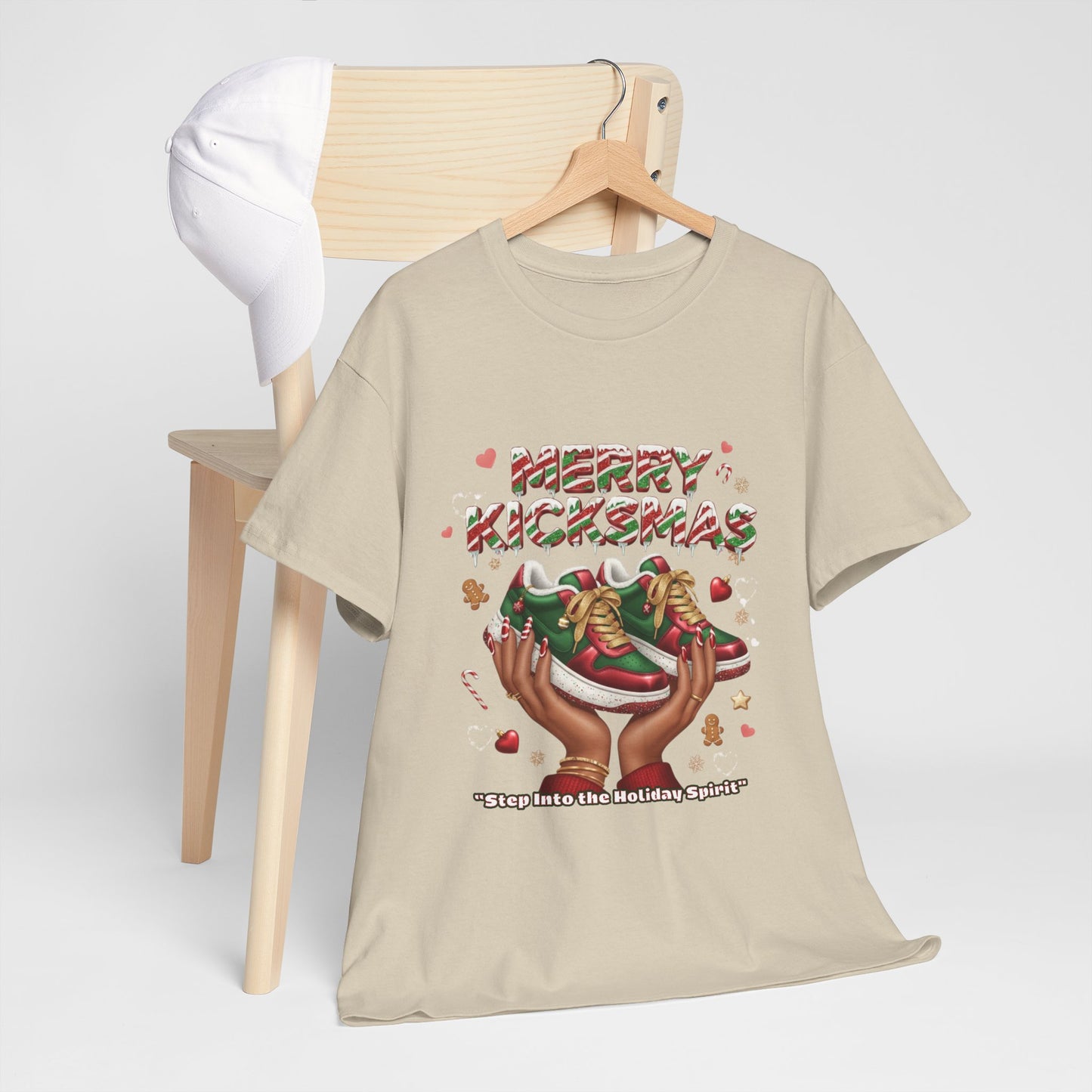 Adult - Merry KickSmas Christmas Shirt | Sneaker Lover Holiday Tee | Red & Green Kicks Graphic Sweatshirt | Step Into the Holiday Spirit Apparel