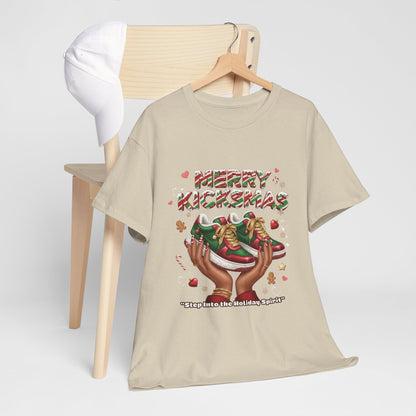 Adult - Merry KickSmas Christmas Shirt | Sneaker Lover Holiday Tee | Red & Green Kicks Graphic Sweatshirt | Step Into the Holiday Spirit Apparel