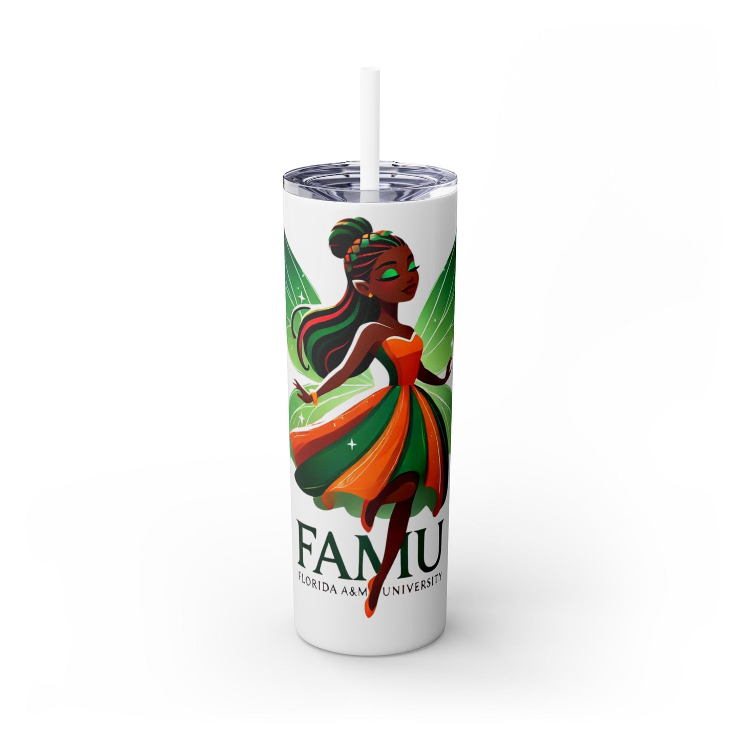 FAMU Fairy Skinny Tumbler with Straw, 20oz