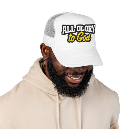 Embroidered Foam Trucker Hat - Faith-Inspired "All Glory to God" Cap