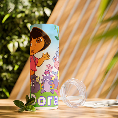 Dora Skinny Tumbler with Straw, 20oz