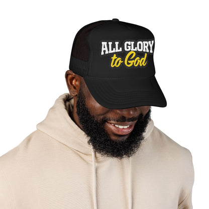 Embroidered Foam Trucker Hat - Faith-Inspired "All Glory to God" Cap