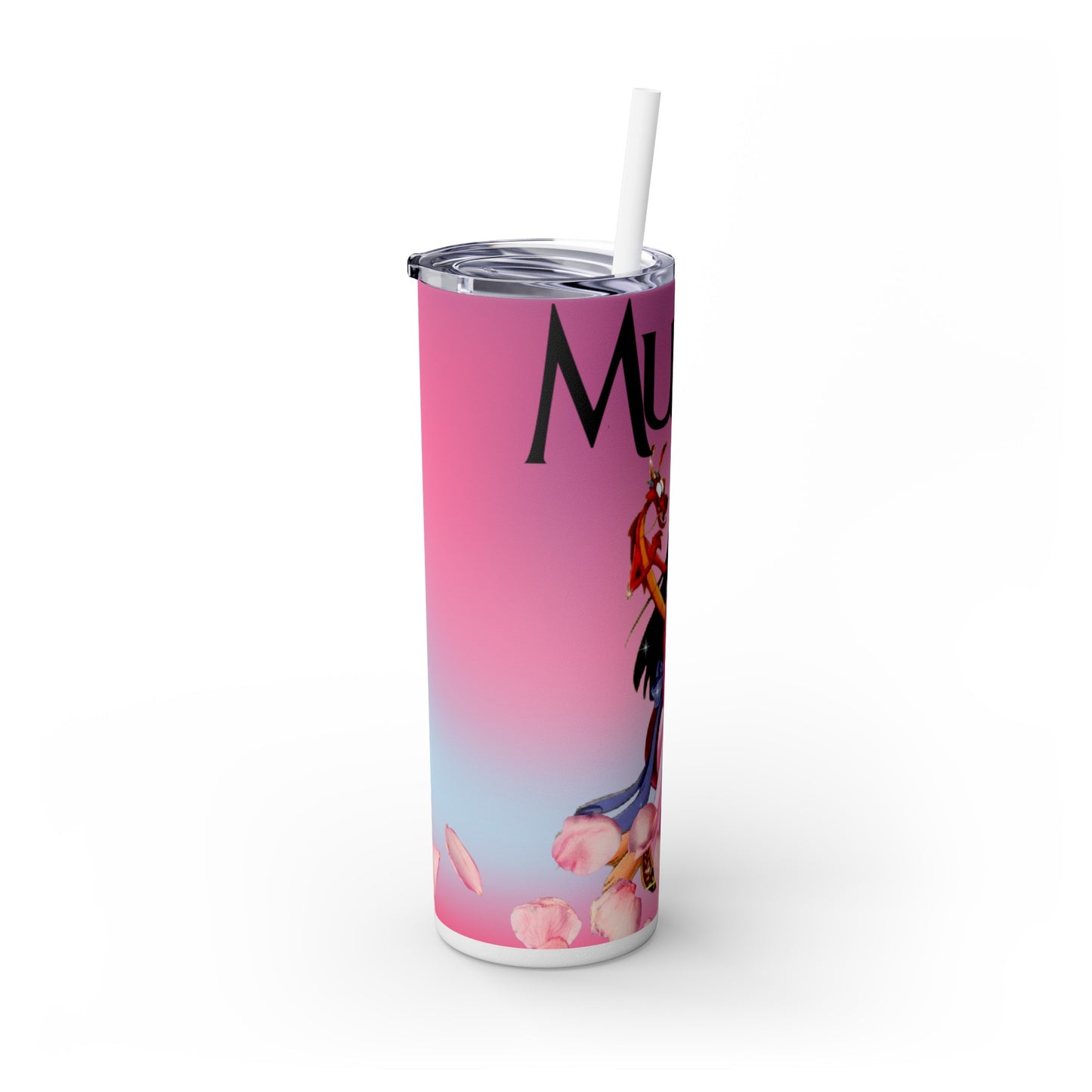 Pink Mulan Skinny Tumbler with Straw, 20oz