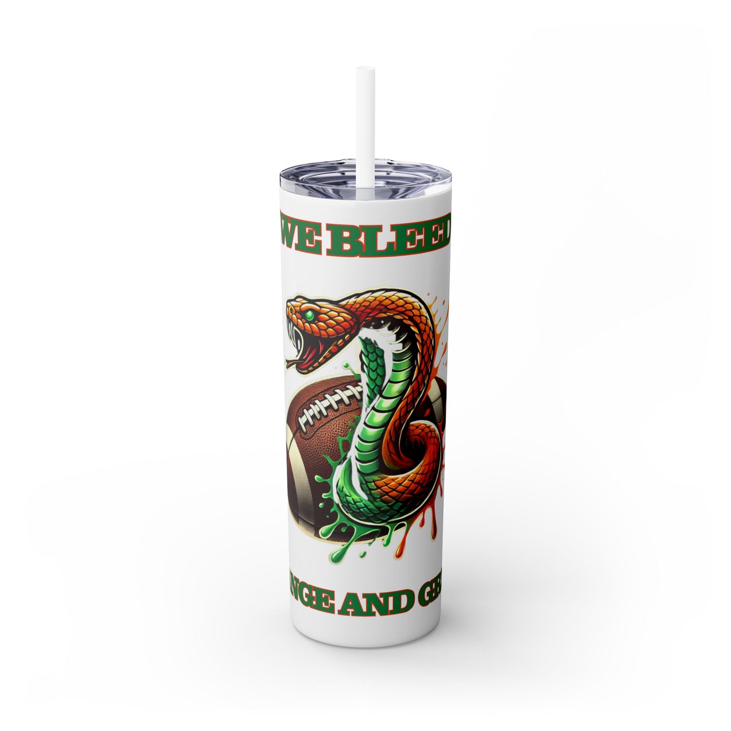 FAMU “we bleed orange and green” Skinny Tumbler with Straw, 20oz