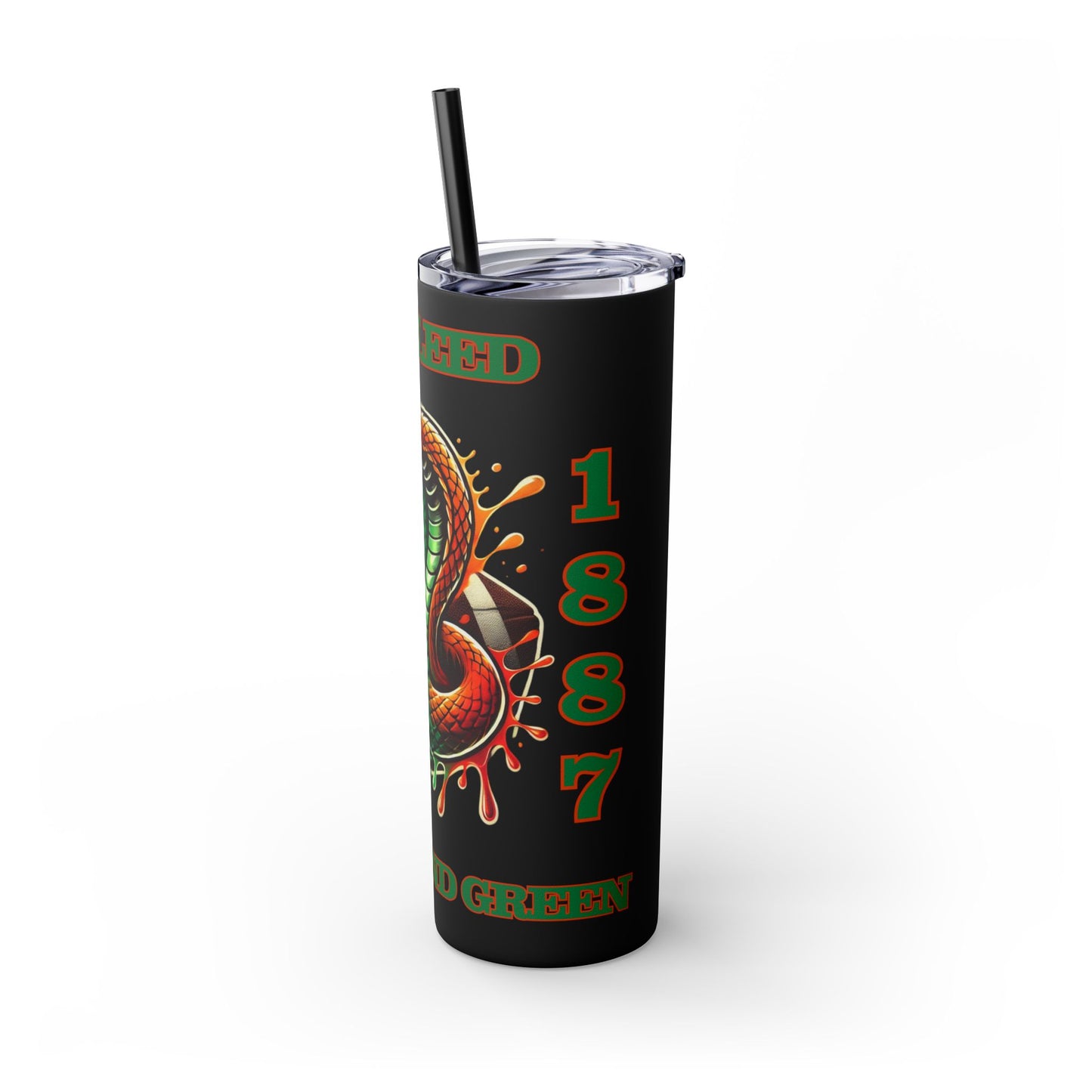 FAMU “we bleed orange and green” Skinny Tumbler with Straw, 20oz