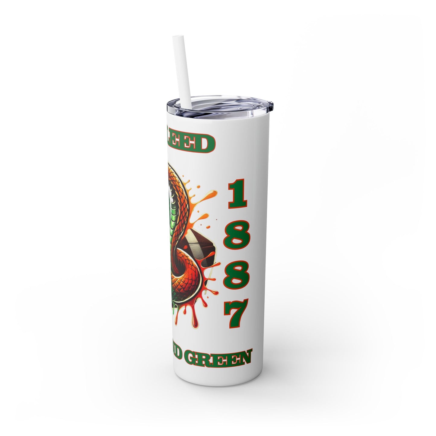 FAMU “we bleed orange and green” Skinny Tumbler with Straw, 20oz