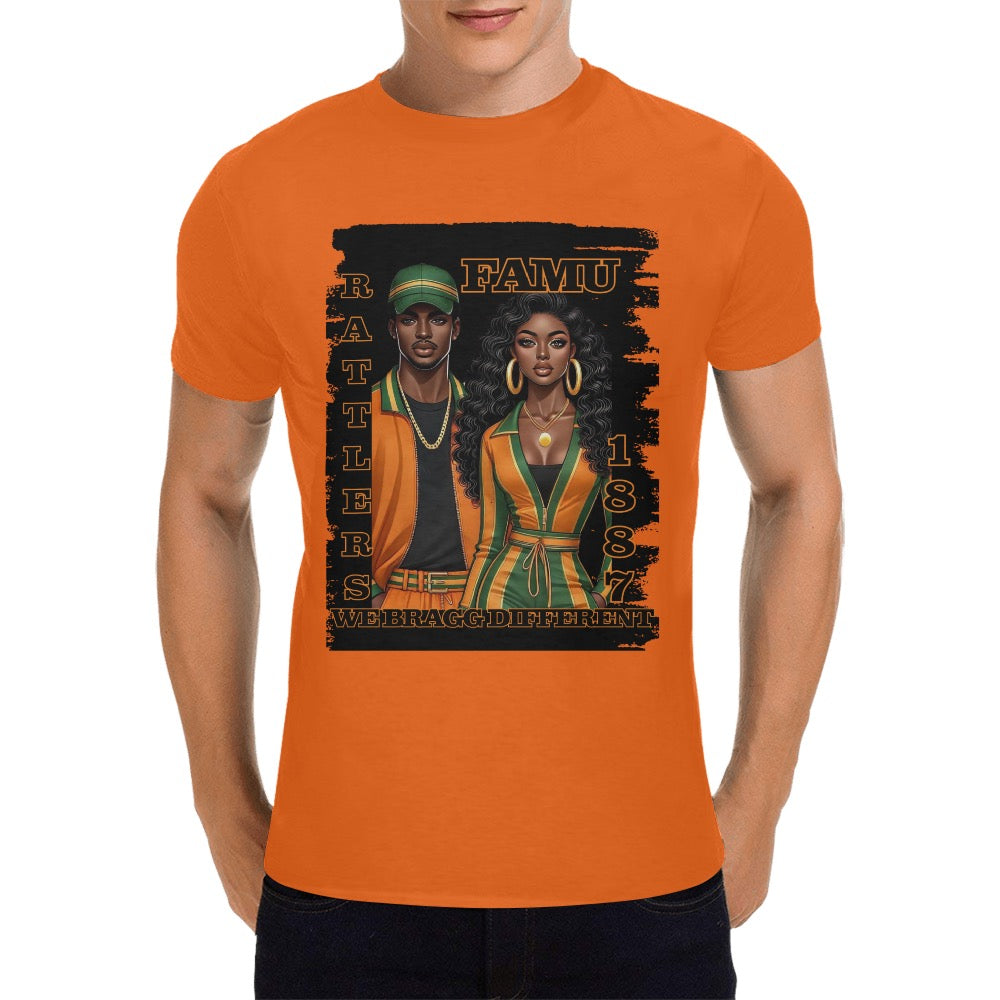 FAMU Ratters “we Bragg different ” orange  Tshirt Men's T-Shirt in USA Size (Front Printing Only)