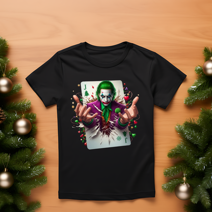 Christmas Joker Card Shirt | Funny Dark Humor Holiday Tee | Edgy Villain Christmas Graphic | Unique Christmas Gift | Joker Playing Card Design