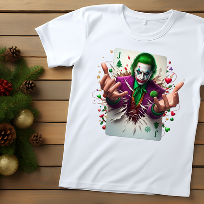 Christmas Joker Card Shirt | Funny Dark Humor Holiday Tee | Edgy Villain Christmas Graphic | Unique Christmas Gift | Joker Playing Card Design