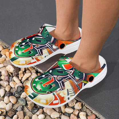 University of Miami Custom Print Foam Clogs for Adults