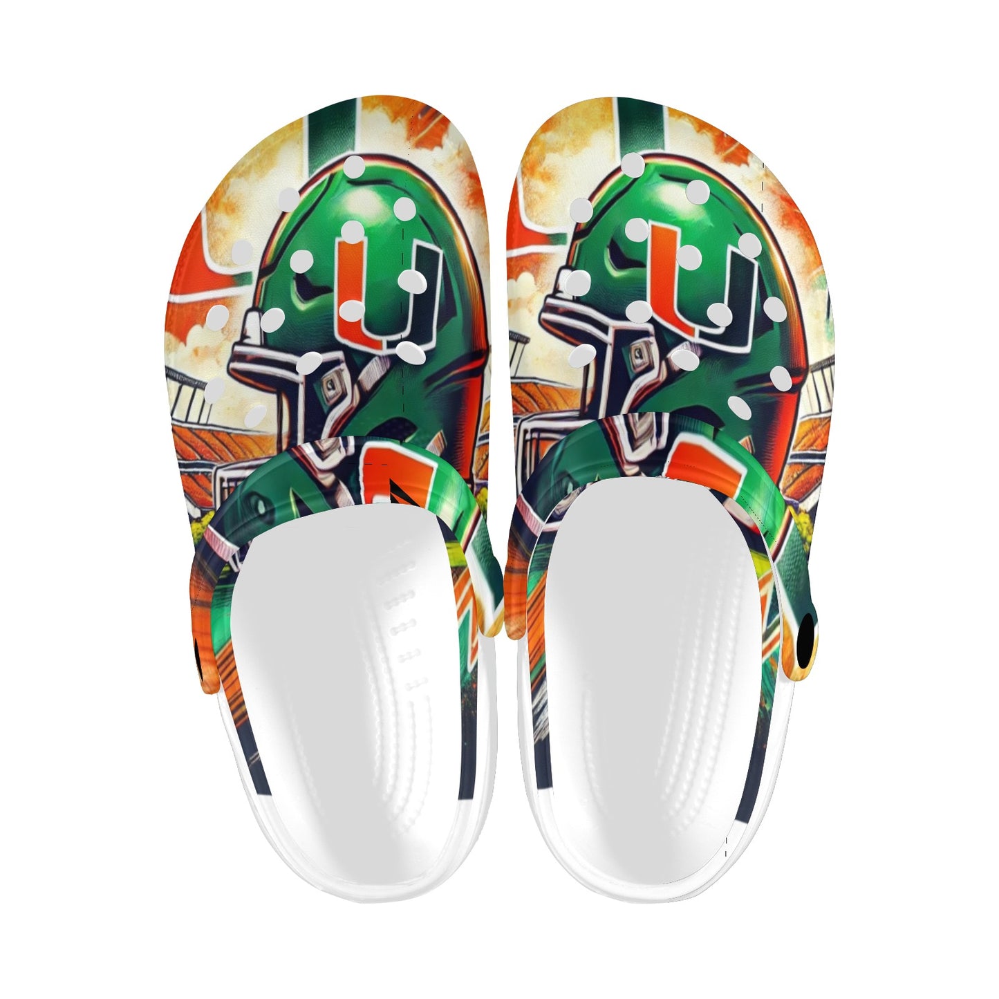 University of Miami Custom Print Foam Clogs for Adults