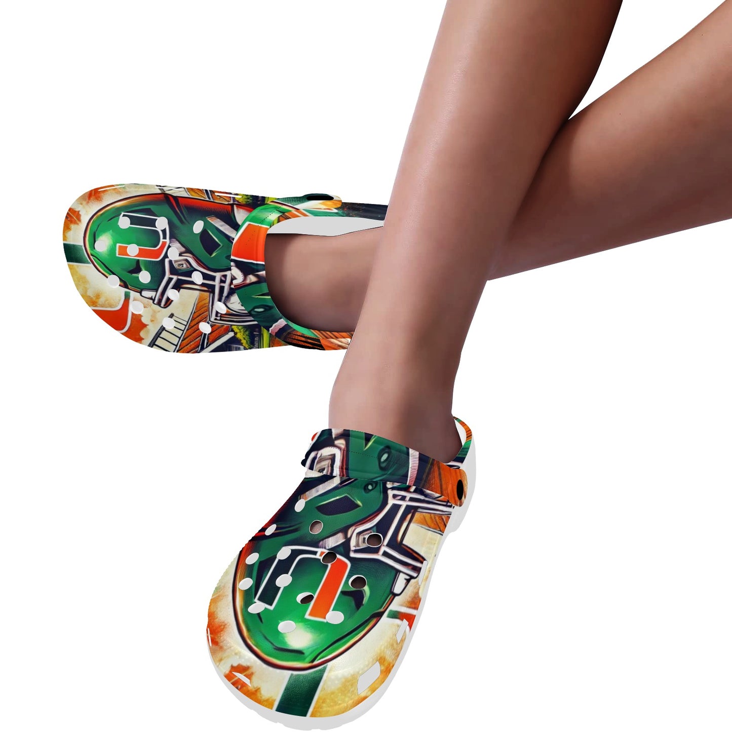 University of Miami Custom Print Foam Clogs for Adults