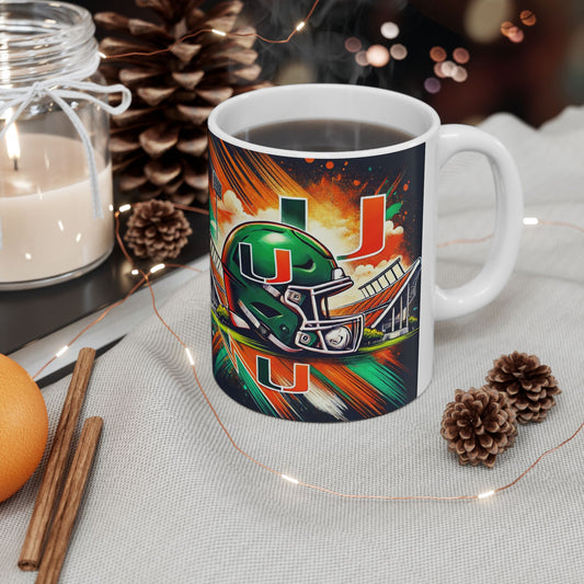 Miami Ceramic Mug - 11oz, Football Fan Gift, College Sports Merch, Game Day Coffee Cup, Unique Drinkware