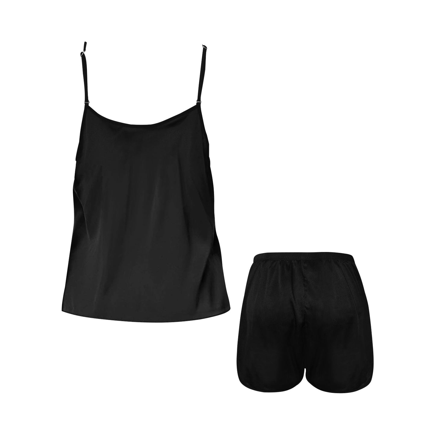 Black Women's Spaghetti Strap Short Pajama Set