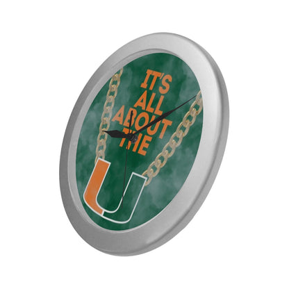 Miami (All About The U) Silver Color Wall Clock