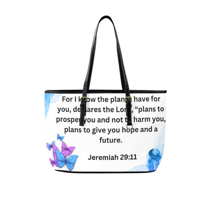 Jeremiah 29:11 Leather Tote Bag