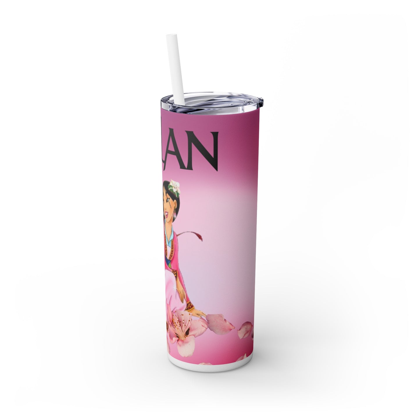 Pink Mulan Skinny Tumbler with Straw, 20oz