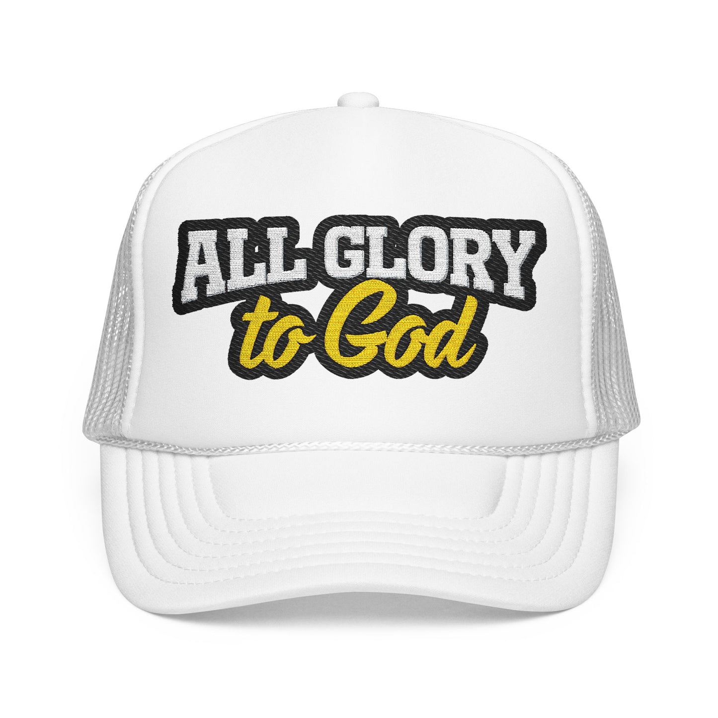 Embroidered Foam Trucker Hat - Faith-Inspired "All Glory to God" Cap
