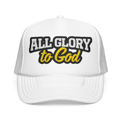 Embroidered Foam Trucker Hat - Faith-Inspired "All Glory to God" Cap