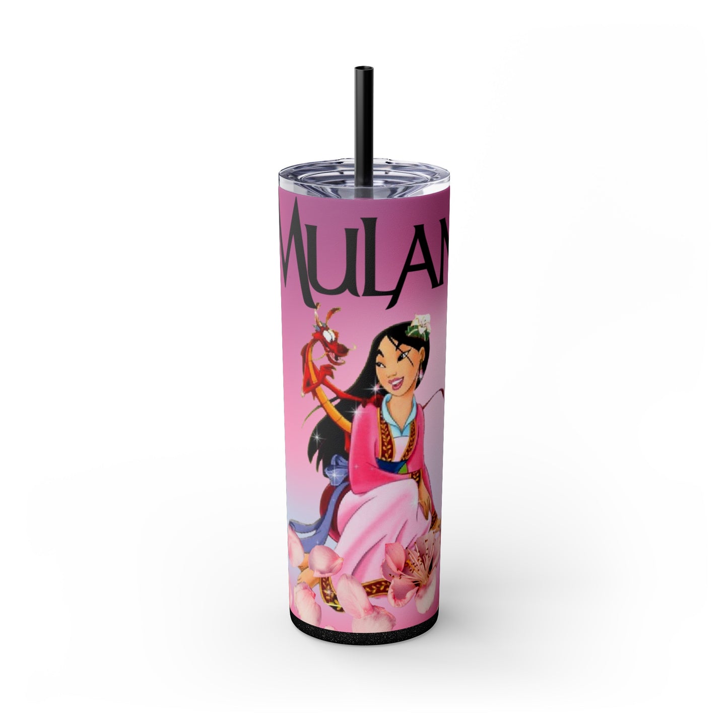 Pink Mulan Skinny Tumbler with Straw, 20oz