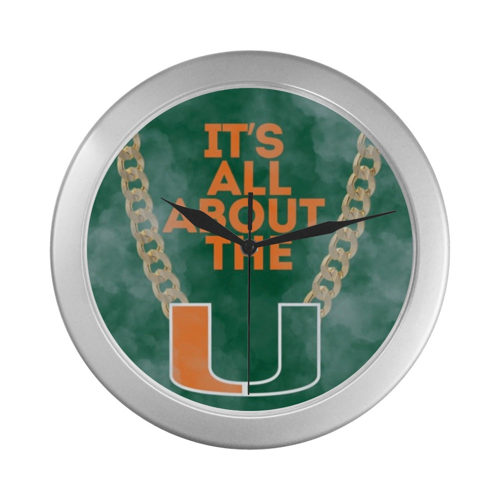 Miami (All About The U) Silver Color Wall Clock