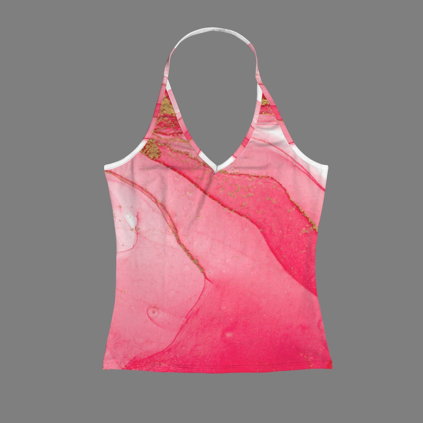 Pink Ombre Women's V-Neck Halter Top