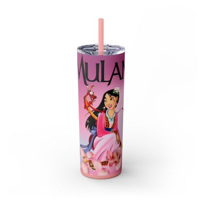 Pink Mulan Skinny Tumbler with Straw, 20oz