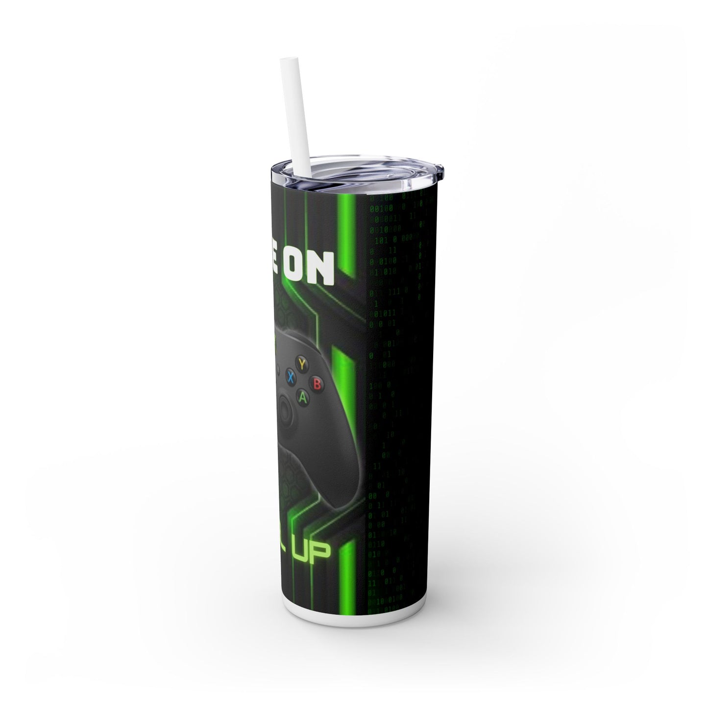 "Game on" Skinny Tumbler with Straw, 20oz