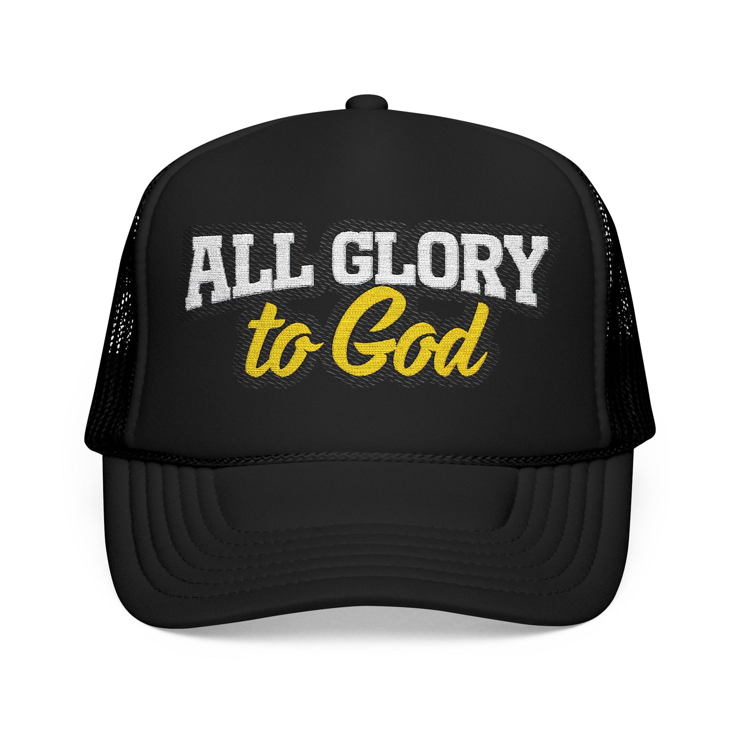 Embroidered Foam Trucker Hat - Faith-Inspired "All Glory to God" Cap