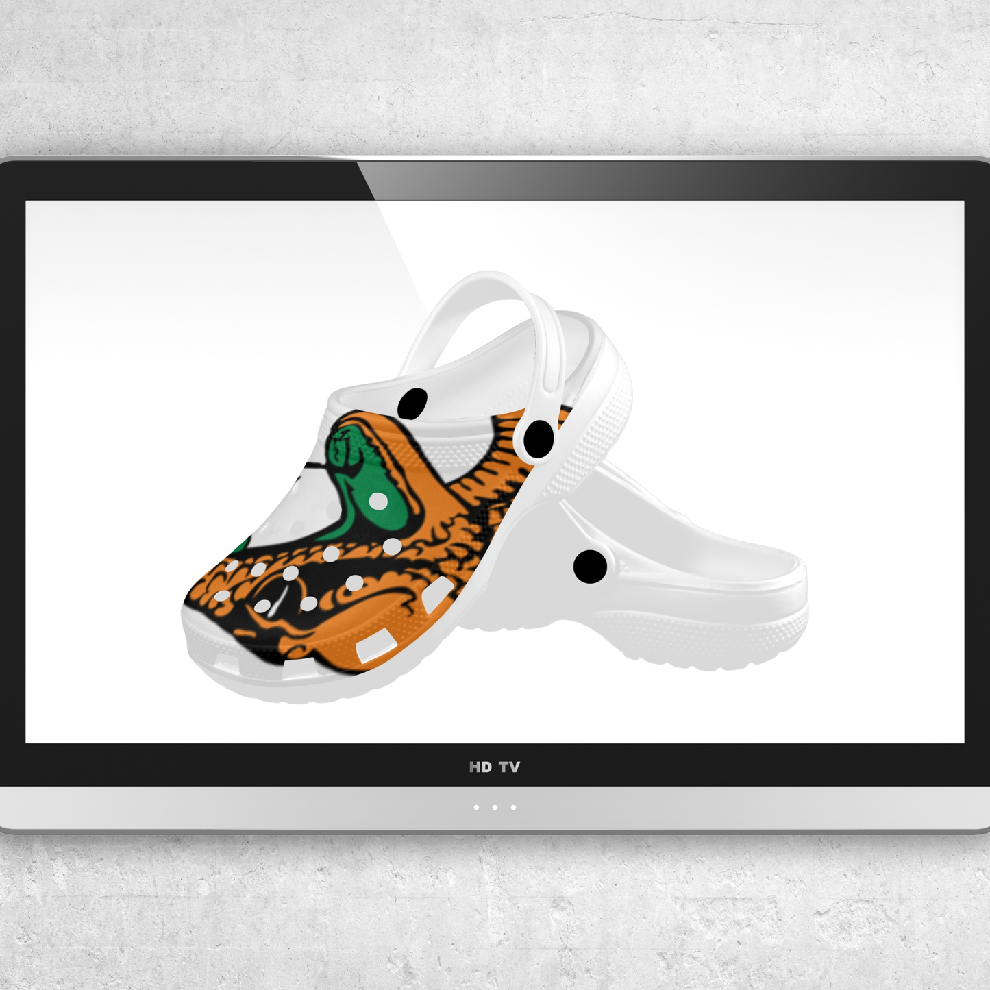 Adult - Game Day Storm Clogs – Orange & Green Football Fan Slip-Ons | Custom Stadium Energy Shoes | Unisex Comfort Slides | Holiday Gift Edition