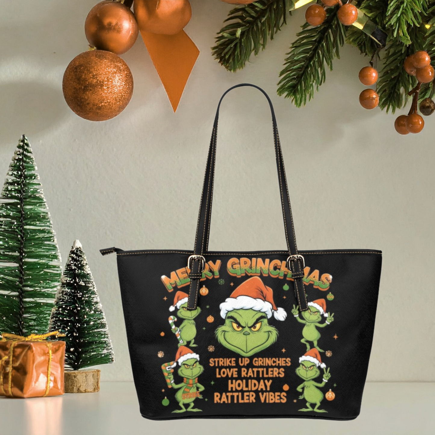 Merry Grinchmas Holiday Purse | Strike Up Grinches Tote Bag | Green Christmas Handbag | Holiday Cheer Gift for Her | Festive Grinch Vibes Bag