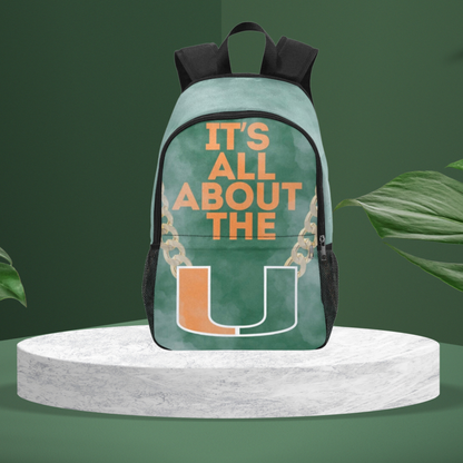All About the U Backpack – Bold Green & Orange Streetwear Bag | Game Day Inspired Travel & Everyday Backpack