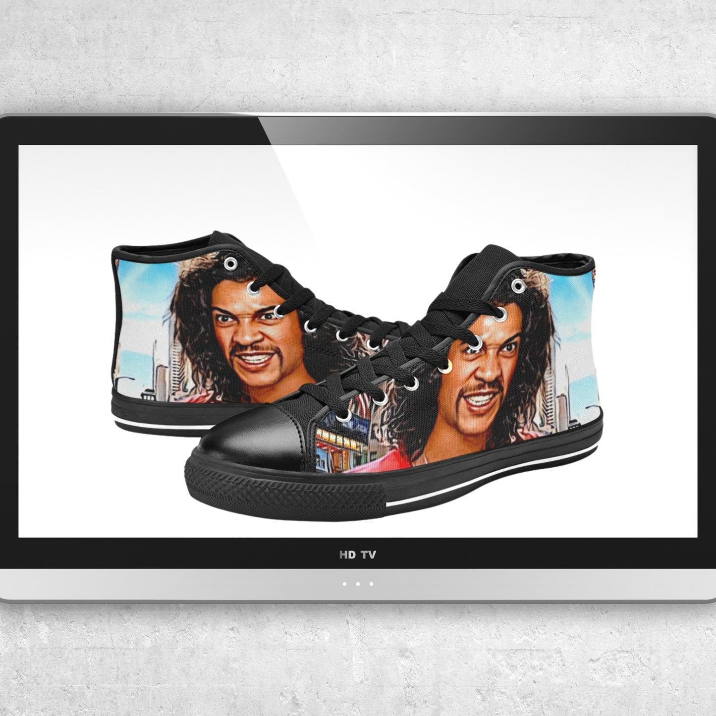 Adult - WHO’S THE MASTER “Sho Nuff” High-Top Sneakers – Retro Glow Energy Canvas Shoes | Custom Streetwear Kicks for Men & Women | Master Style Edition