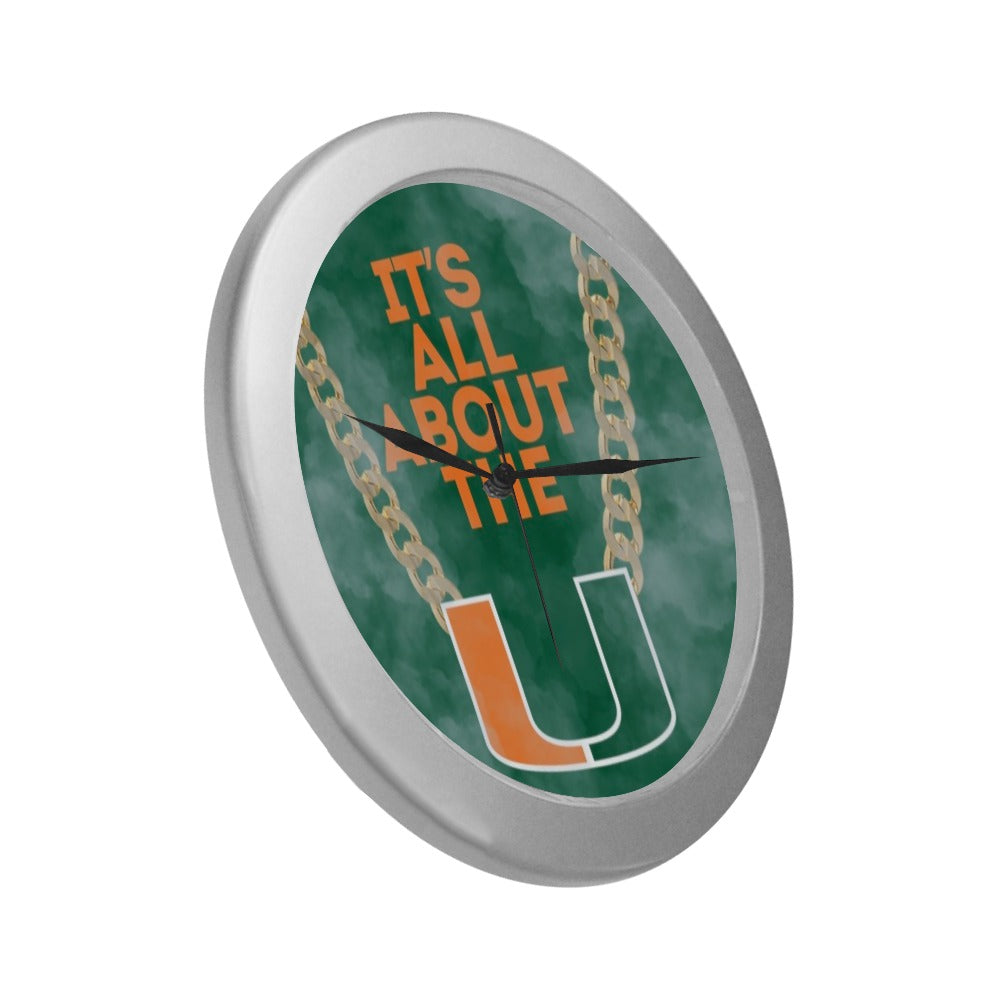 Miami (All About The U) Silver Color Wall Clock