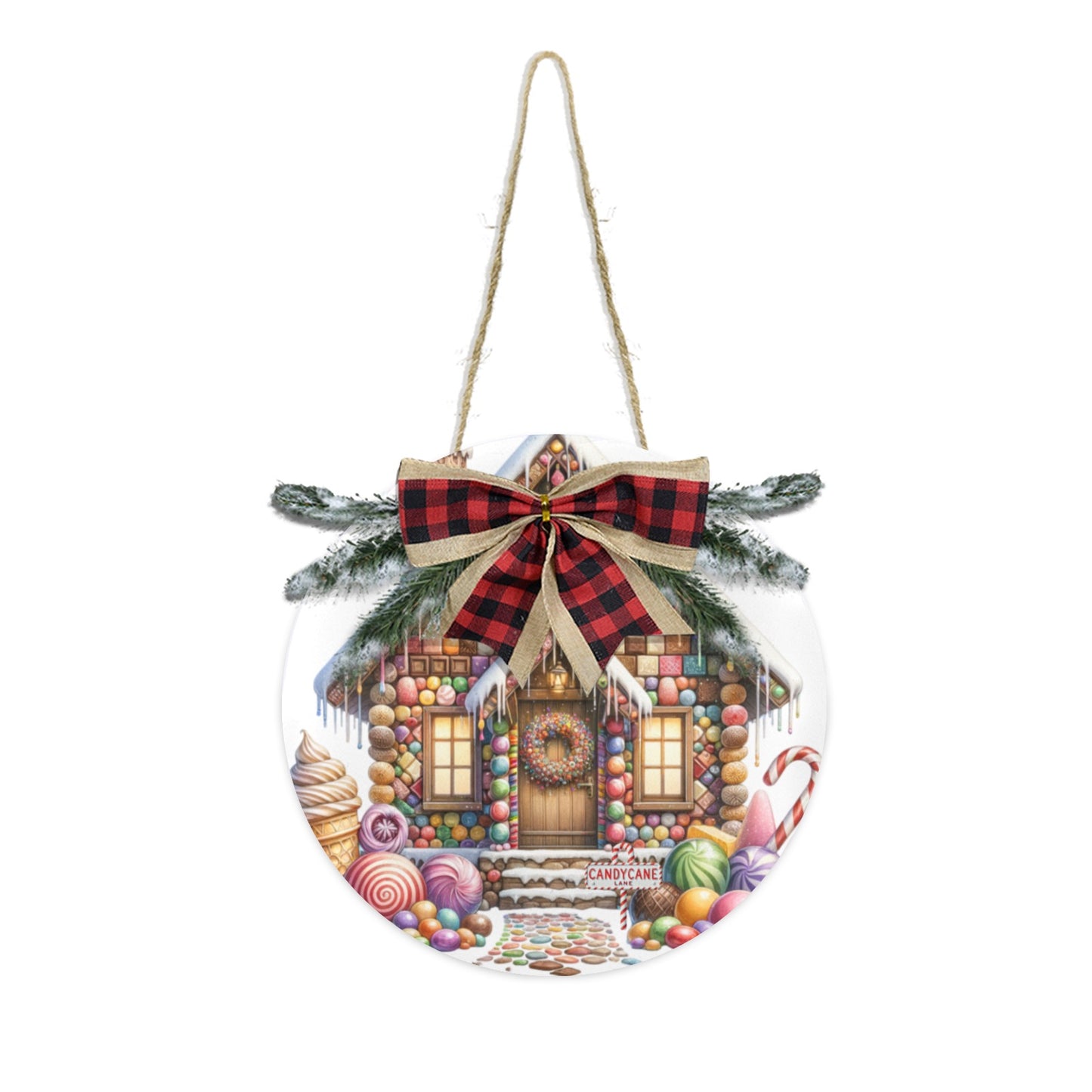 Candycane Lane Christmas Door Hanger (11.8inch)