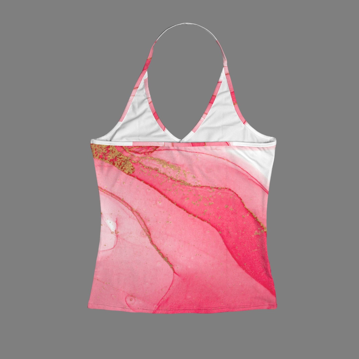 Pink Ombre Women's V-Neck Halter Top